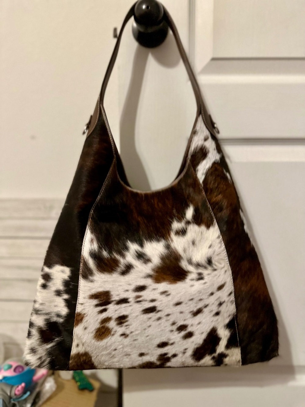NWOT CAVALCANTI Cowhide Calf Hair Leather Hobo Shoulder Bag Viral Made In Italy